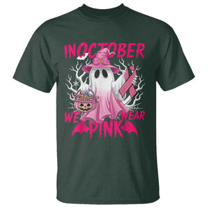 Breast Cancer Awareness T Shirt In October We Wear Pink Ghost TS02 Dark Forest Green Print Your Wear