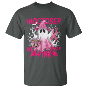 Breast Cancer Awareness T Shirt In October We Wear Pink Ghost TS02 Dark Heather Print Your Wear