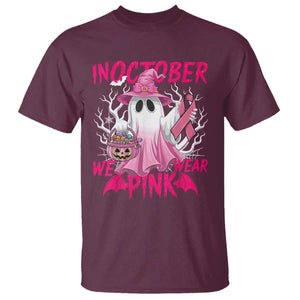 Breast Cancer Awareness T Shirt In October We Wear Pink Ghost TS02 Maroon Print Your Wear