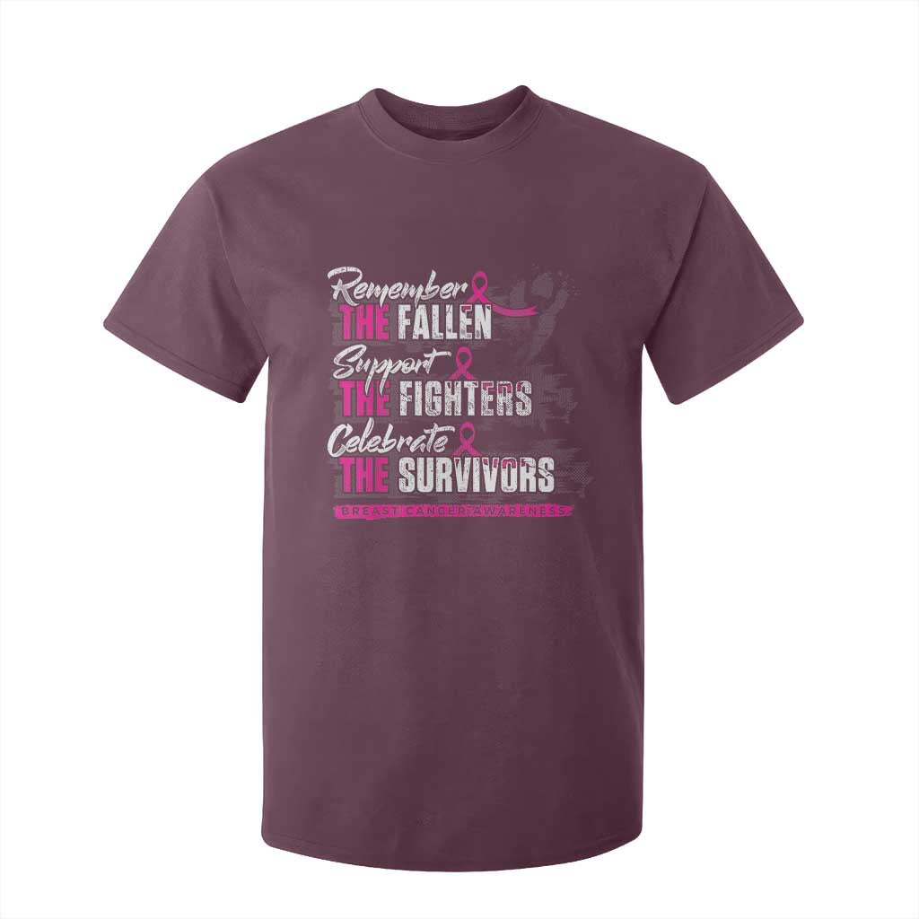 Breast Cancer Awareness T Shirt For Kid Remember The Fallen Support The Fighters TS02 Maroon Print Your Wear