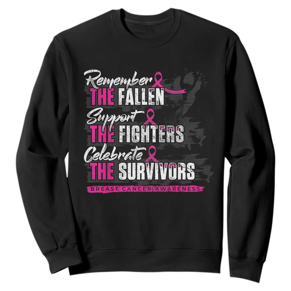 Breast Cancer Awareness Sweatshirt Remember The Fallen Support The Fighters TS02 Black Print Your Wear