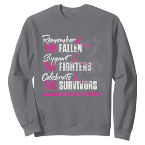 Breast Cancer Awareness Sweatshirt Remember The Fallen Support The Fighters TS02 Charcoal Print Your Wear