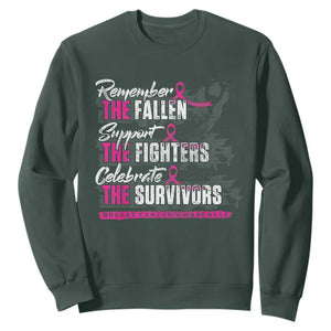 Breast Cancer Awareness Sweatshirt Remember The Fallen Support The Fighters TS02 Dark Forest Green Print Your Wear