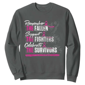 Breast Cancer Awareness Sweatshirt Remember The Fallen Support The Fighters TS02 Dark Heather Print Your Wear