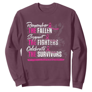 Breast Cancer Awareness Sweatshirt Remember The Fallen Support The Fighters TS02 Maroon Print Your Wear