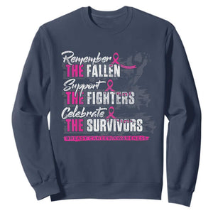 Breast Cancer Awareness Sweatshirt Remember The Fallen Support The Fighters TS02 Navy Print Your Wear