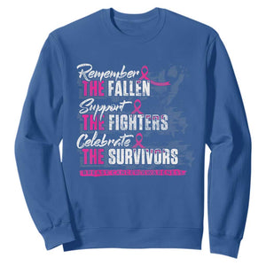 Breast Cancer Awareness Sweatshirt Remember The Fallen Support The Fighters TS02 Royal Blue Print Your Wear