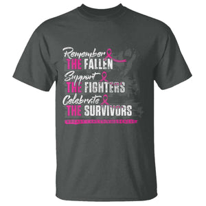 Breast Cancer Awareness T Shirt Remember The Fallen Support The Fighters TS02 Dark Heather Print Your Wear