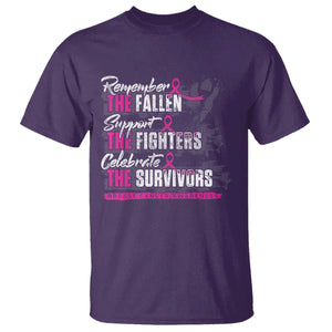 Breast Cancer Awareness T Shirt Remember The Fallen Support The Fighters TS02 Purple Print Your Wear