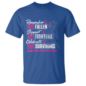 Breast Cancer Awareness T Shirt Remember The Fallen Support The Fighters TS02 Royal Blue Print Your Wear