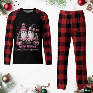 Breast Cancer Awareness Witch Plaid Pajama Set In October We Wear Pink Ghost Witch TS02 Buffalo Plaid Print Your Wear