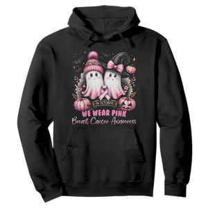 Breast Cancer Awareness Witch Hoodie In October We Wear Pink Ghost Witch TS02 Black Print Your Wear