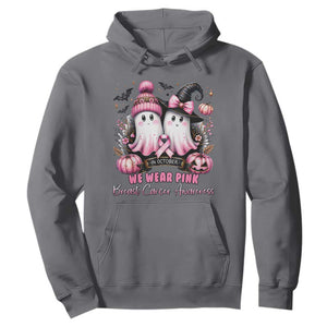 Breast Cancer Awareness Witch Hoodie In October We Wear Pink Ghost Witch TS02 Charcoal Print Your Wear