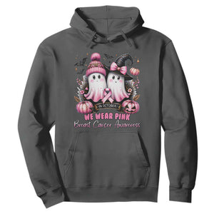 Breast Cancer Awareness Witch Hoodie In October We Wear Pink Ghost Witch TS02 Dark Heather Print Your Wear