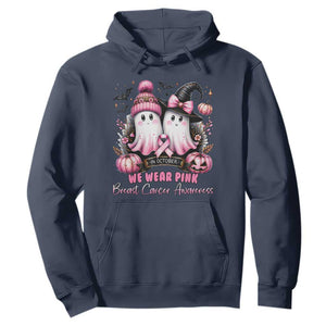 Breast Cancer Awareness Witch Hoodie In October We Wear Pink Ghost Witch TS02 Navy Print Your Wear