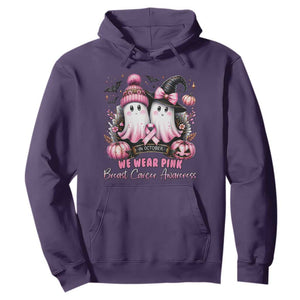 Breast Cancer Awareness Witch Hoodie In October We Wear Pink Ghost Witch TS02 Purple Print Your Wear