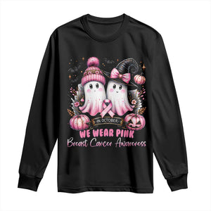 Breast Cancer Awareness Witch Long Sleeve Shirt In October We Wear Pink Ghost Witch TS02 Black Print Your Wear