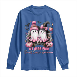 Breast Cancer Awareness Witch Long Sleeve Shirt In October We Wear Pink Ghost Witch TS02 Royal Blue Print Your Wear