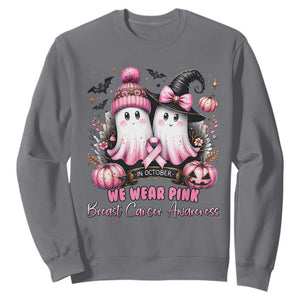 Breast Cancer Awareness Witch Sweatshirt In October We Wear Pink Ghost Witch TS02 Charcoal Print Your Wear