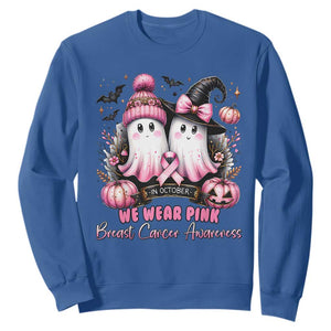 Breast Cancer Awareness Witch Sweatshirt In October We Wear Pink Ghost Witch TS02 Royal Blue Print Your Wear