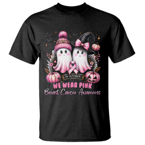 Breast Cancer Awareness Witch T Shirt In October We Wear Pink Ghost Witch TS02 Black Print Your Wear