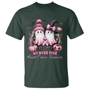 Breast Cancer Awareness Witch T Shirt In October We Wear Pink Ghost Witch TS02 Dark Forest Green Print Your Wear