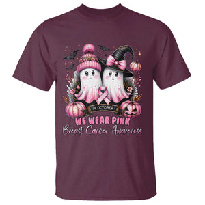 Breast Cancer Awareness Witch T Shirt In October We Wear Pink Ghost Witch TS02 Maroon Print Your Wear