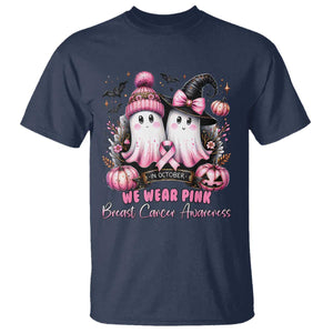 Breast Cancer Awareness Witch T Shirt In October We Wear Pink Ghost Witch TS02 Navy Print Your Wear