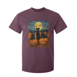 Black Cat Halloween T Shirt For Kid Starry Night Van Gogh Inspo TS02 Maroon Print Your Wear