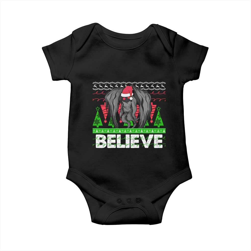 Funny Mothman Santa Baby Onesie Believe Merry Mothmas TS02 Black Print Your Wear