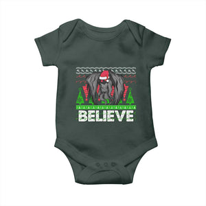 Funny Mothman Santa Baby Onesie Believe Merry Mothmas TS02 Dark Forest Green Print Your Wear