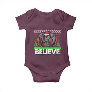 Funny Mothman Santa Baby Onesie Believe Merry Mothmas TS02 Maroon Print Your Wear