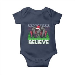 Funny Mothman Santa Baby Onesie Believe Merry Mothmas TS02 Navy Print Your Wear