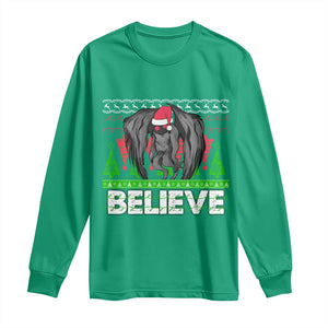 Funny Mothman Santa Long Sleeve Shirt Believe Merry Mothmas TS02 Irish Green Print Your Wear