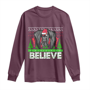 Funny Mothman Santa Long Sleeve Shirt Believe Merry Mothmas TS02 Maroon Print Your Wear