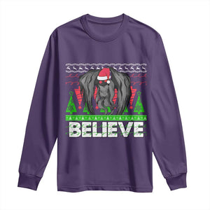 Funny Mothman Santa Long Sleeve Shirt Believe Merry Mothmas TS02 Purple Print Your Wear