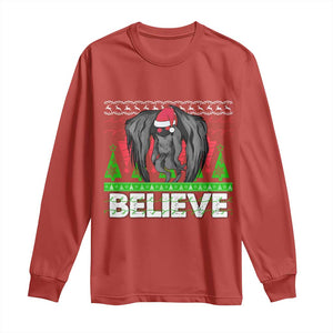 Funny Mothman Santa Long Sleeve Shirt Believe Merry Mothmas TS02 Red Print Your Wear