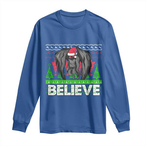 Funny Mothman Santa Long Sleeve Shirt Believe Merry Mothmas TS02 Royal Blue Print Your Wear