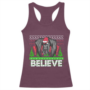 Funny Mothman Santa Racerback Tank Top Believe Merry Mothmas TS02 Maroon Print Your Wear