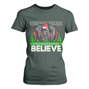 Funny Mothman Santa T Shirt For Women Believe Merry Mothmas TS02 Dark Forest Green Print Your Wear