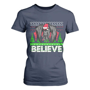 Funny Mothman Santa T Shirt For Women Believe Merry Mothmas TS02 Navy Print Your Wear