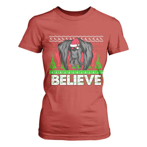 Funny Mothman Santa T Shirt For Women Believe Merry Mothmas TS02 Red Print Your Wear