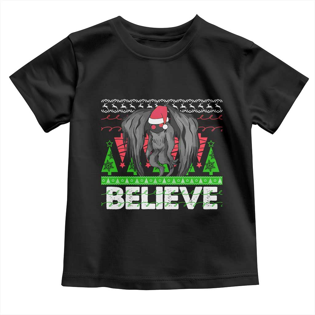 Funny Mothman Santa Toddler T Shirt Believe Merry Mothmas TS02 Black Print Your Wear