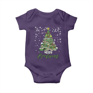 Book Lover Xmas Tree Baby Onesie Merry Bookmas TS02 Purple Print Your Wear