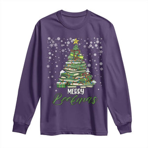 Book Lover Xmas Tree Long Sleeve Shirt Merry Bookmas TS02 Purple Print Your Wear