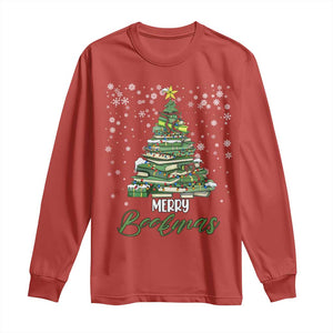 Book Lover Xmas Tree Long Sleeve Shirt Merry Bookmas TS02 Red Print Your Wear