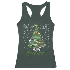 Book Lover Xmas Tree Racerback Tank Top Merry Bookmas TS02 Dark Forest Green Print Your Wear