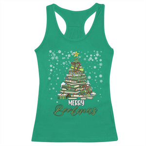 Book Lover Xmas Tree Racerback Tank Top Merry Bookmas TS02 Irish Green Print Your Wear