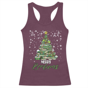 Book Lover Xmas Tree Racerback Tank Top Merry Bookmas TS02 Maroon Print Your Wear