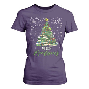 Book Lover Xmas Tree T Shirt For Women Merry Bookmas TS02 Purple Print Your Wear